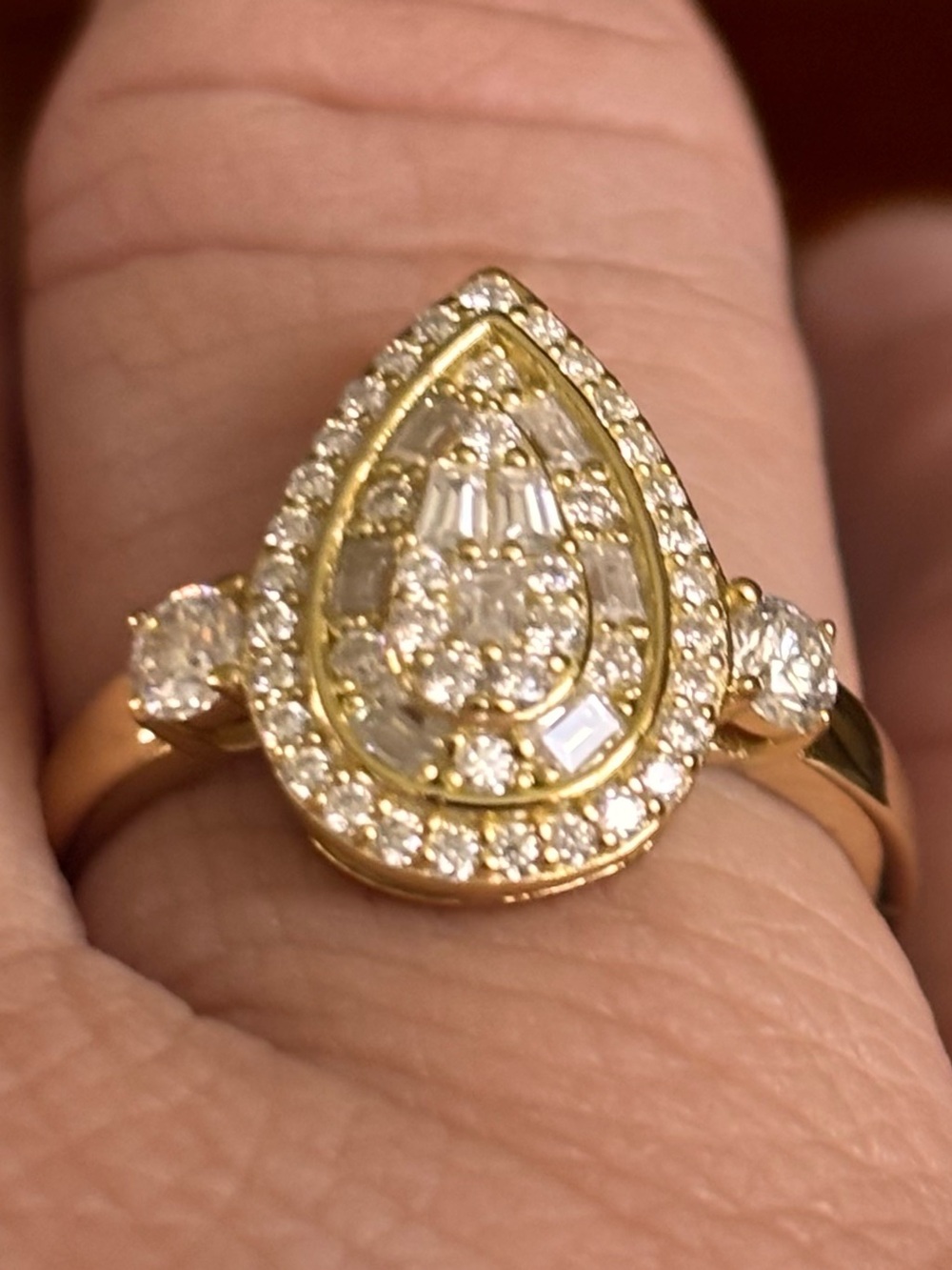 Gold Teardrop Moissonite ring